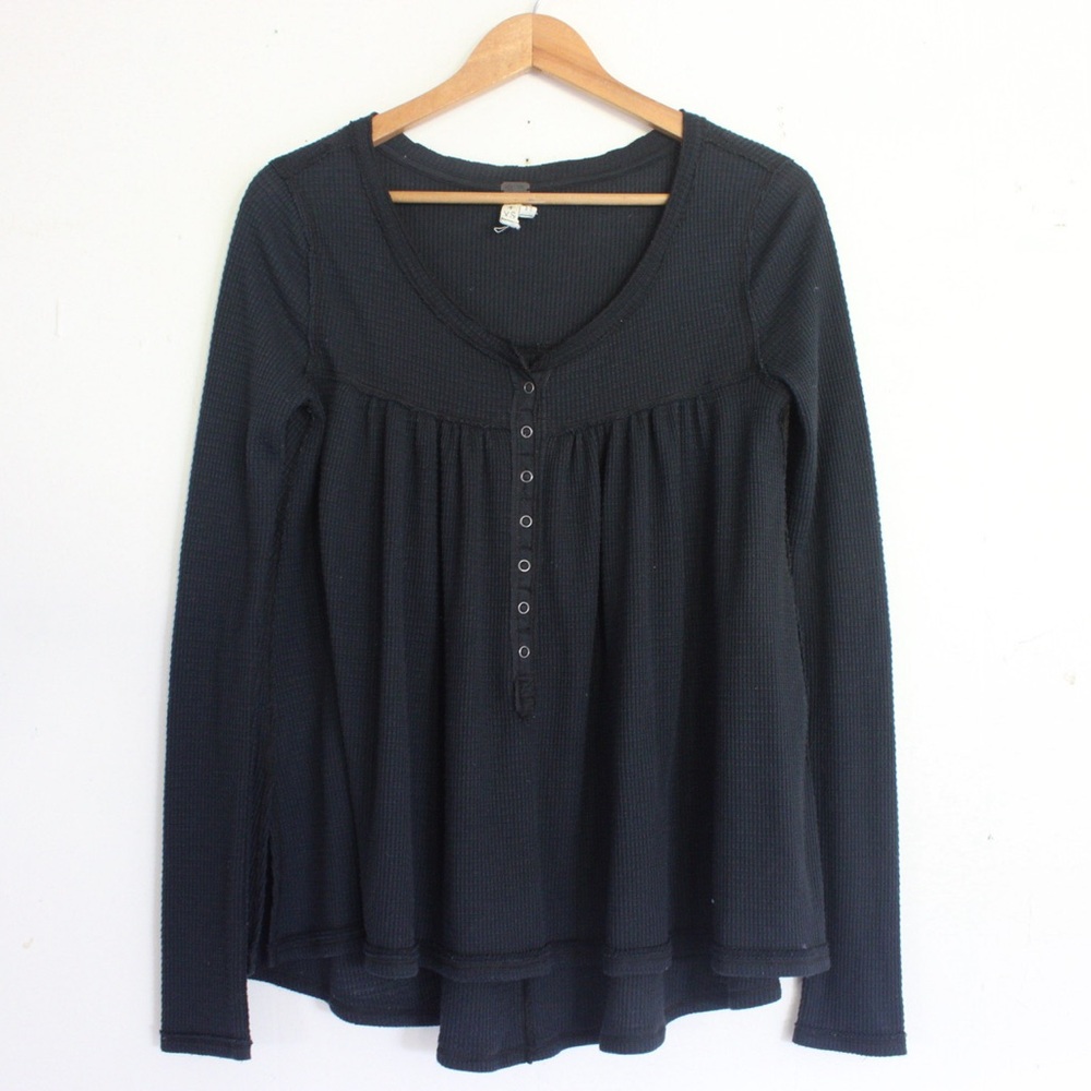 We The Free Kai Henley Thermal Waffle Knit Top